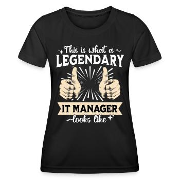 Legendärer IT Manager - Frauen Funktions-T-Shirt - Schwarz - Vorne - AI Model Female 172 light (172cm)