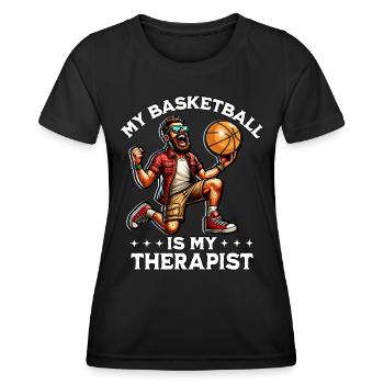 Lustiger Basketball Spruch - Frauen Funktions-T-Shirt - Schwarz - Vorne - AI Model Female 172 light (172cm)