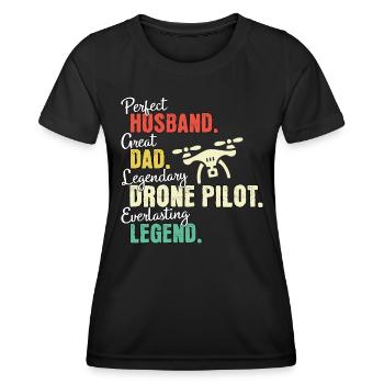 Papa pilote de drone - T-shirt sport Femme - noir - Devant - AI Model Female 172 light (172cm)