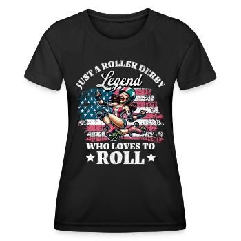 US Roller Derby Spieler - Frauen Funktions-T-Shirt - Schwarz - Vorne - AI Model Female 172 light (172cm)
