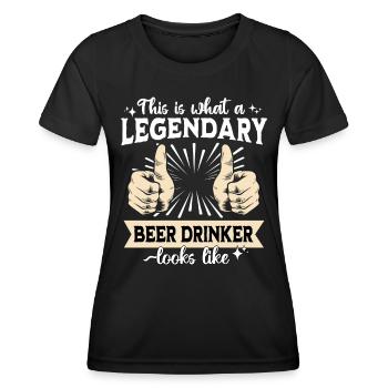 Buveur de bière légendaire - T-shirt sport Femme - noir - Devant - AI Model Female 172 light (172cm)