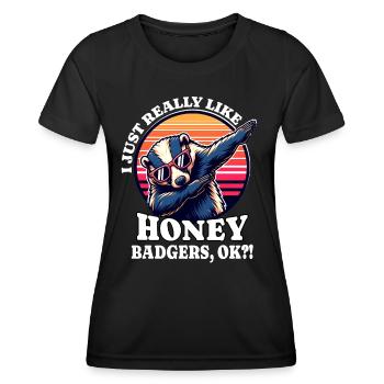 Ich Liebe Honigdachs Spruch - Frauen Funktions-T-Shirt - Schwarz - Vorne - AI Model Female 172 light (172cm)
