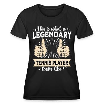 Legendärer Tennisspieler - Frauen Funktions-T-Shirt - Schwarz - Vorne - AI Model Female 172 light (172cm)