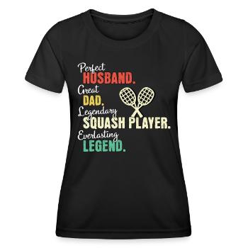 Squash player dad - Women's Functional T-Shirt - black - Front - AI Model Female 172 light (172cm)