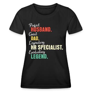 HR Spezialist Papa - Frauen Funktions-T-Shirt - Schwarz - Vorne - AI Model Female 172 light (172cm)