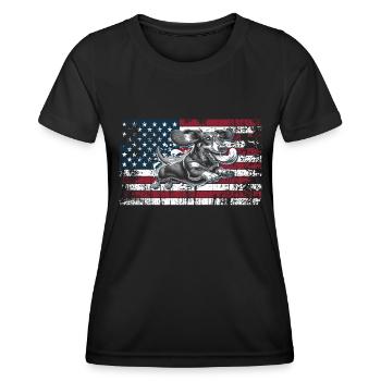 Dackel US - Frauen Funktions-T-Shirt - Schwarz - Vorne - AI Model Female 172 light (172cm)