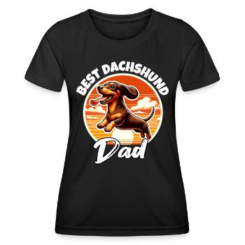 Papa teckel - T-shirt sport Femme - noir - Devant - AI Model Female 172 light (172cm)