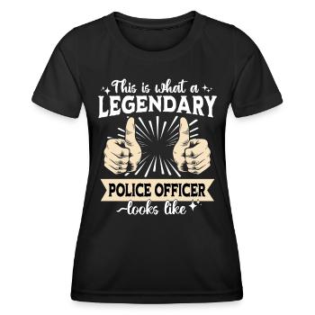 Policier légendaire - T-shirt sport Femme - noir - Devant - AI Model Female 172 light (172cm)