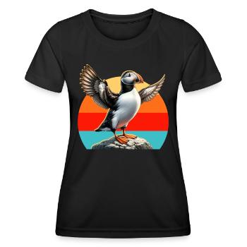Motif de macareux - T-shirt sport Femme - noir - Devant - AI Model Female 172 light (172cm)
