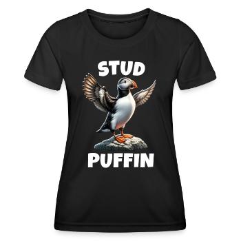 Puffin Saying - Women's Functional T-Shirt - black - Front - AI Model Female 172 light (172cm)