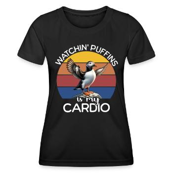 Papageientaucher EKG Papageientaucher Herzlinie - Frauen Funktions-T-Shirt - Schwarz - Vorne - AI Model Female 172 light (172cm)