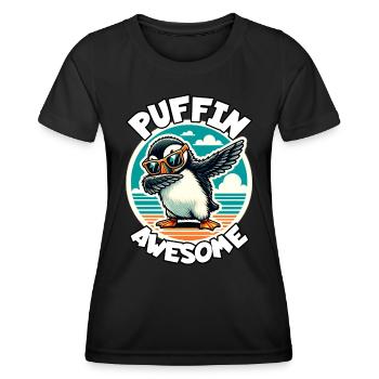 puffin saying - Women's Functional T-Shirt - black - Front - AI Model Female 172 light (172cm)