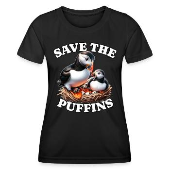 Save Papageientaucher - Frauen Funktions-T-Shirt - Schwarz - Vorne - AI Model Female 172 light (172cm)