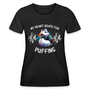 ECG Puffin Heart Line - T-shirt sport Femme - noir - Devant - AI Model Female 172 light (172cm)