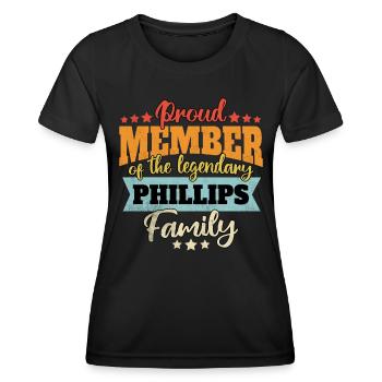 Nom : Phillips - T-shirt sport Femme - noir - Devant - AI Model Female 172 light (172cm)
