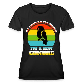 Funny Sun Parakeet Sayings - Women's Functional T-Shirt - black - Front - AI Model Female 172 light (172cm)