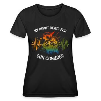 ECG Sun Parakeet Heartline - Women's Functional T-Shirt - black - Front - AI Model Female 172 light (172cm)