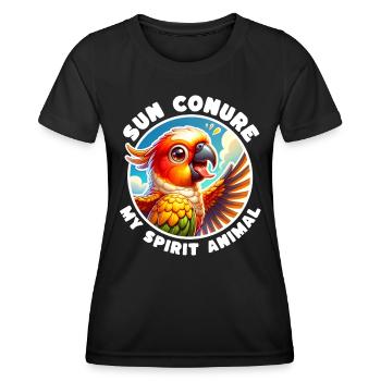 Funny Sun Parakeet Sayings - Women's Functional T-Shirt - black - Front - AI Model Female 172 light (172cm)