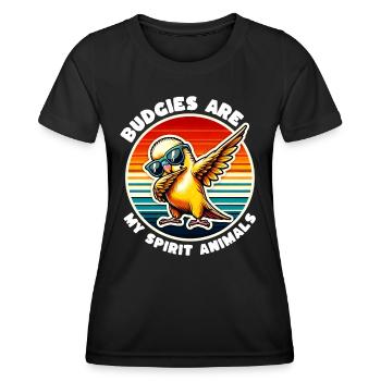 Funny Budgie Sayings - Women's Functional T-Shirt - black - Front - AI Model Female 172 light (172cm)