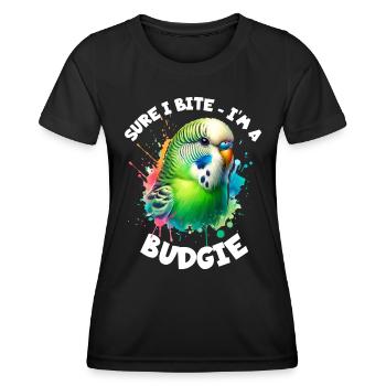 Budgie Saying - Women's Functional T-Shirt - black - Front - AI Model Female 172 light (172cm)