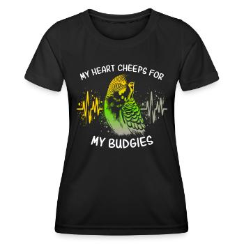 EKG Wellensittich Herzlinie - Frauen Funktions-T-Shirt - Schwarz - Vorne - AI Model Female 172 light (172cm)