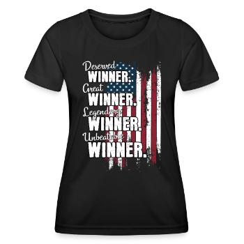 Gagnant Gewinner US - T-shirt sport Femme - noir - Devant - AI Model Female 172 light (172cm)