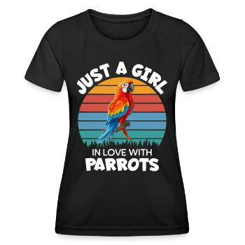 Mädchen Liebt Papageie - Frauen Funktions-T-Shirt - Schwarz - Vorne - AI Model Female 172 light (172cm)