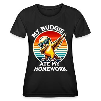 Budgie Saying - Women's Functional T-Shirt - black - Front - AI Model Female 172 light (172cm)