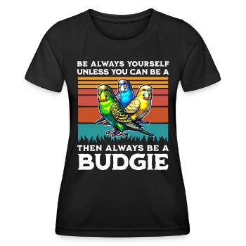 Budgie Saying - Women's Functional T-Shirt - black - Front - AI Model Female 172 light (172cm)