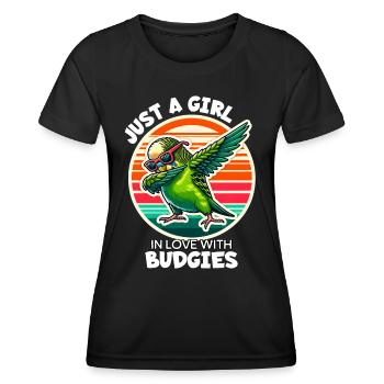 Girl Loves Budgie - Women's Functional T-Shirt - black - Front - AI Model Female 172 light (172cm)