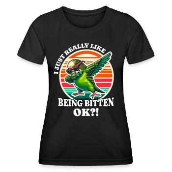 J’adore le dicton Perruche - T-shirt sport Femme - noir - Devant - AI Model Female 172 light (172cm)