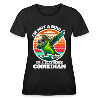 Funny Budgie Sayings - Women's Functional T-Shirt - black - Front - AI Model Female 172 light (172cm)