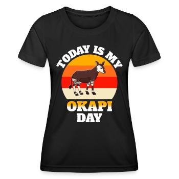Girafe forestière Okapi - T-shirt sport Femme - noir - Devant - AI Model Female 172 light (172cm)