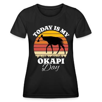 Girafe forestière Okapi - T-shirt sport Femme - noir - Devant - AI Model Female 172 light (172cm)