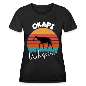 Okapi Flüsterer - Frauen Funktions-T-Shirt - Schwarz - Vorne - AI Model Female 172 light (172cm)