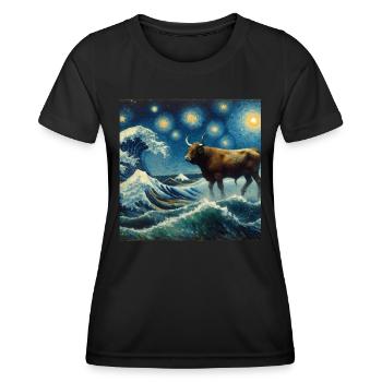 Dugong Manatee Nuit étoilée - T-shirt sport Femme - noir - Devant - AI Model Female 172 light (172cm)