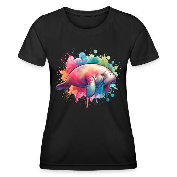 Dugong Seekuh - Frauen Funktions-T-Shirt - Schwarz - Vorne - AI Model Female 172 light (172cm)