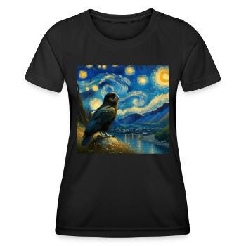 Kakapo Starry Night - Frauen Funktions-T-Shirt - Schwarz - Vorne - AI Model Female 172 light (172cm)
