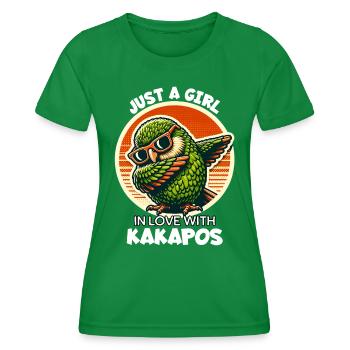 Girl Loves Night Parrot - Women's Functional T-Shirt - kelly green - Front - AI Model Female 172 dark (172cm)
