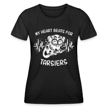 EKG Koboldmaki Tarsier Herzlinie - Frauen Funktions-T-Shirt - Schwarz - Vorne - AI Model Female 172 light (172cm)