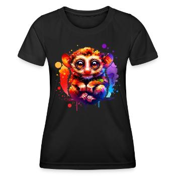 Tarsier Koboldmaki - Frauen Funktions-T-Shirt - Schwarz - Vorne - AI Model Female 172 light (172cm)