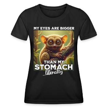 Koboldmaki Spruch Tarsier - Frauen Funktions-T-Shirt - Schwarz - Vorne - AI Model Female 172 light (172cm)