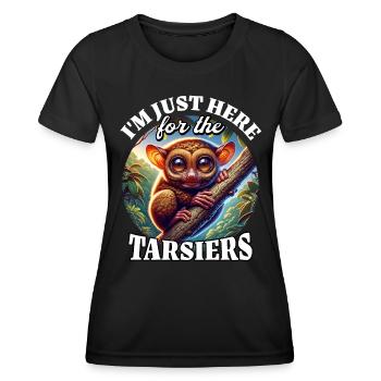 Funny tarsier sayings - Women's Functional T-Shirt - black - Front - AI Model Female 172 light (172cm)