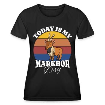 Vis chèvre Markhor - T-shirt sport Femme - noir - Devant - AI Model Female 172 light (172cm)