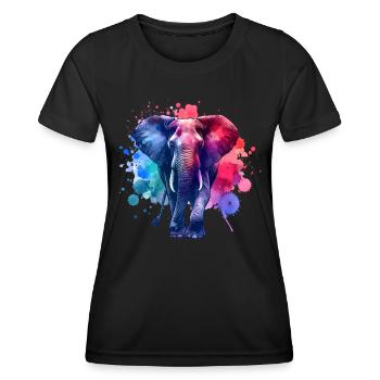 Éléphant de Sumatra - T-shirt sport Femme - noir - Devant - AI Model Female 172 light (172cm)