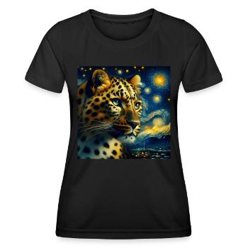 Amur Leopard Starry Night - Women's Functional T-Shirt - black - Front - AI Model Female 172 light (172cm)