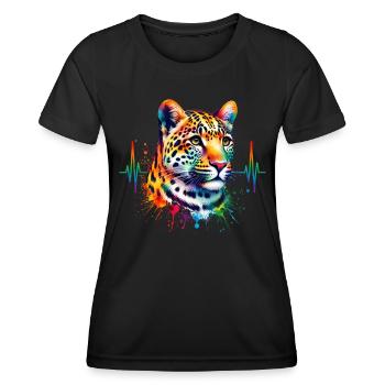 Cardio Amur Leopard ECG - Women's Functional T-Shirt - black - Front - AI Model Female 172 light (172cm)