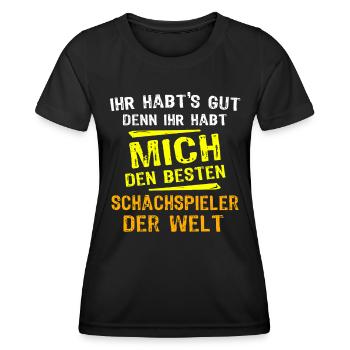 Schachspieler Geschenk - Frauen Funktions-T-Shirt - Schwarz - Vorne - AI Model Female 172 light (172cm)