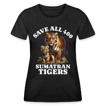 Sauvez le tigre de Sumatra - T-shirt sport Femme - noir - Devant - AI Model Female 172 light (172cm)