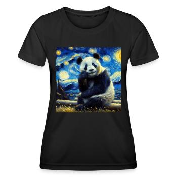 Panda Bear Starry Night Panda - Women's Functional T-Shirt - black - Front - AI Model Female 172 light (172cm)